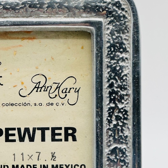 Ann Kary Pewter Picture Frame Hand-Made In Mexico 11" x 7.5" Easel Wood Back - Picture 5 of 12